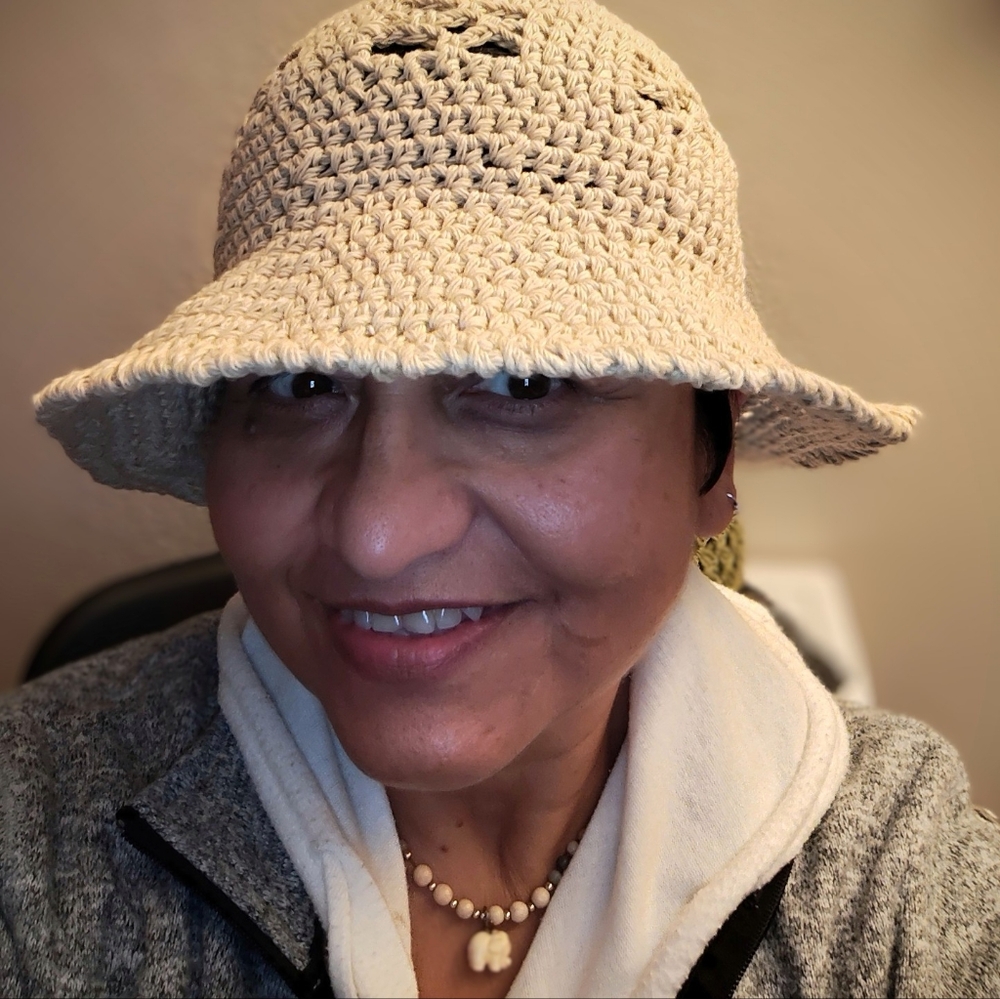 Crochet handmade crochet wide brim Sun hat - Picture 6 of 6